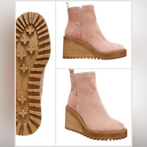 Zodiac Women's Pink Suede Wedge Boots